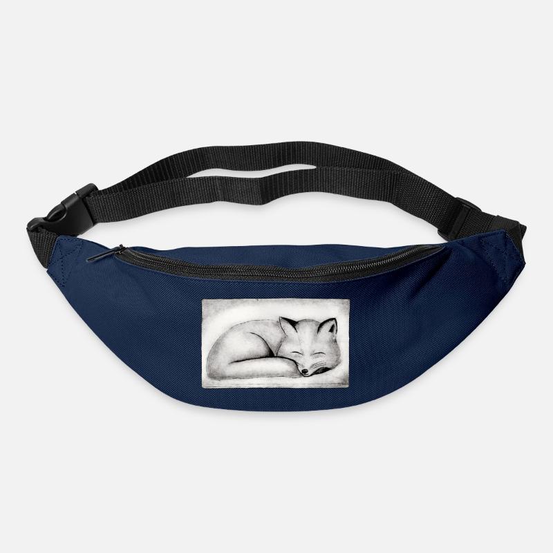 Sleeping Fox - Hand Carved Printable - Bum bag - navy