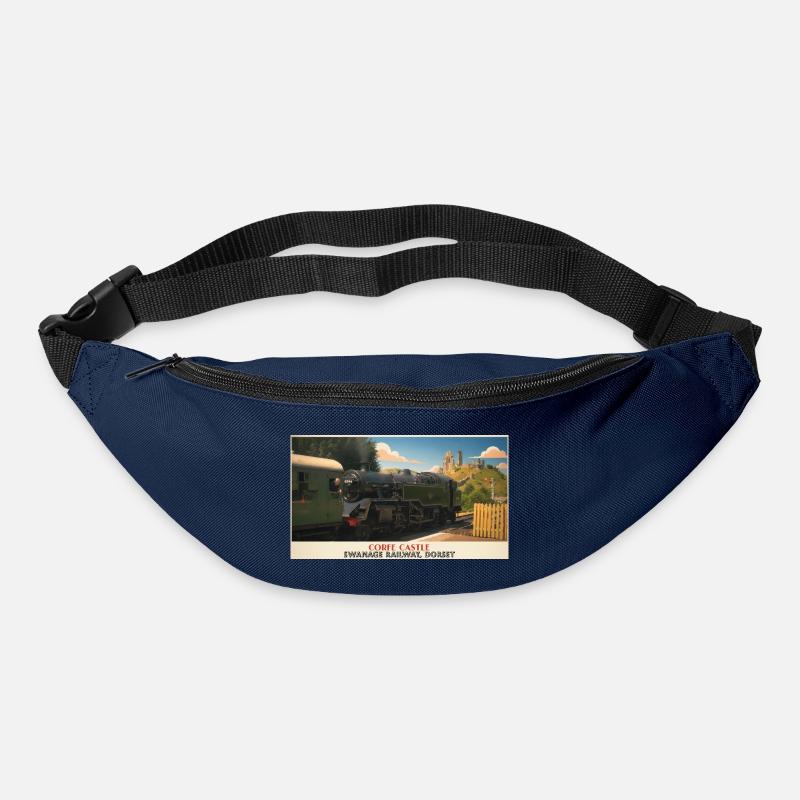 Affiche du train à vapeur du château de Corfe - Sac banane - marine