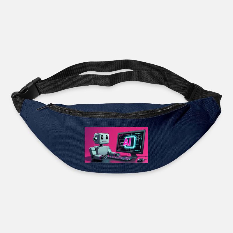 Futuristic AI Robot and Tech Screen - Bum bag - navy