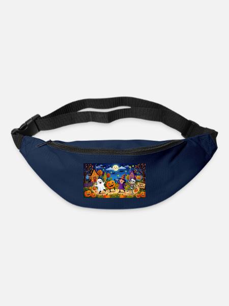 Niedliche Halloween-Nacht-Illustration - Gürteltasche - Navy