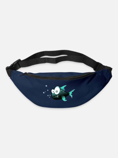 Fisch mit Zähnen Comic Hai - Gürteltasche - Navy