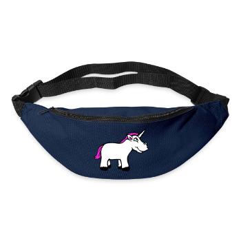 Einhorn Pink Lustig Lächeln Grinsen Cartoon Comic - Gürteltasche - Navy - Vorne