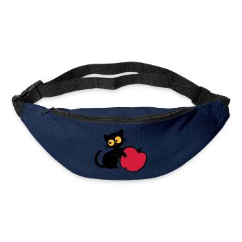 Kätzchen mit Apfel - Gürteltasche - Navy - Vorne