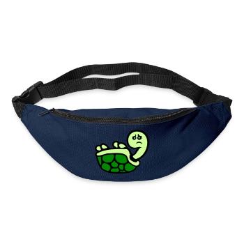 Tortue renversée sur le dos, triste - Sac banane - marine - Devant