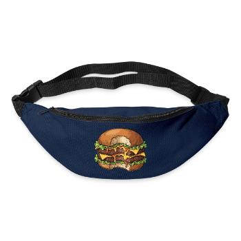 Double cheeseburger juteux avec piquant – Foodie - Sac banane - marine - Devant