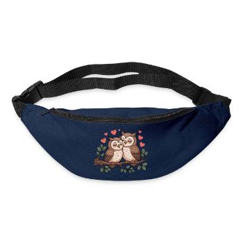 Eulen Liebe Süßes Liebespaar Bunt Herz Blumen - Gürteltasche - Navy - Vorne