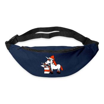 Licorne Noël Père Noël Cadeaux Chapeau - Sac banane - marine - Devant