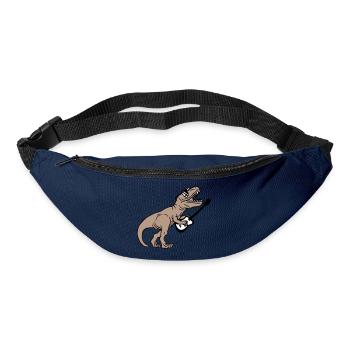 DJ Dino T-Rex Dinosaurier Gitarre Spielen Party - Gürteltasche - Navy - Vorne
