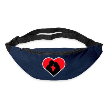 Couple Silhouette Amour Romance Petit ami de la Saint-Valentin - Sac banane - marine - Devant