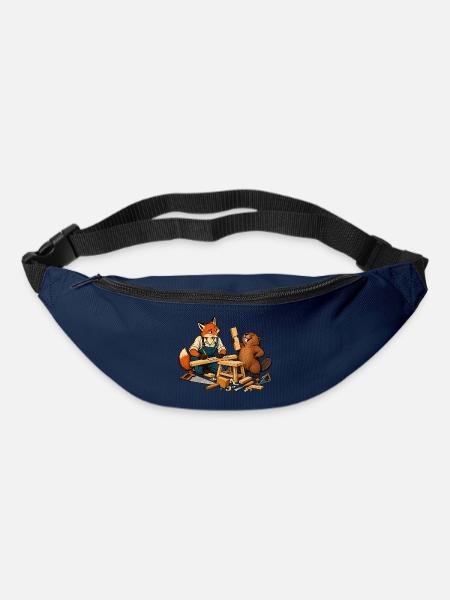 Fuchs und Biber beim Heimwerken – Handwerkerduo - Gürteltasche - Navy