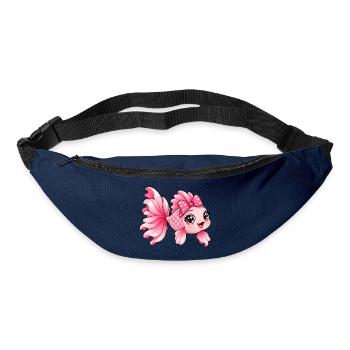 Kawaii Pink Fish mit Schleife und Herzen - Gürteltasche - Navy - Vorne