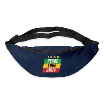 Rastafari Peace Love Unity – Rot Gold Grün - Gürteltasche - Navy - Vorne