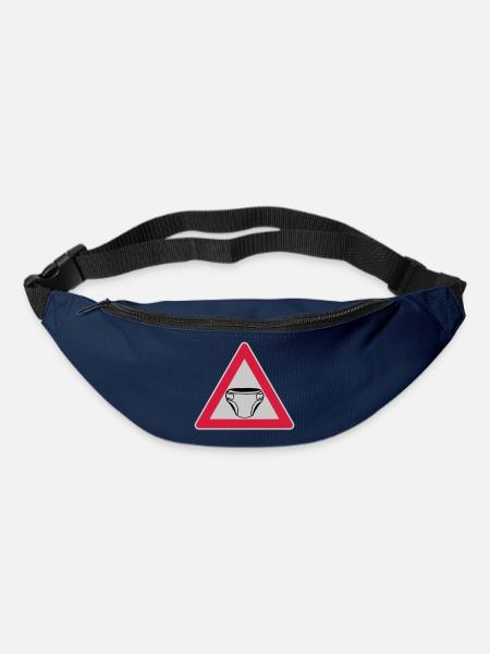 Vorsicht Schild Windel - Gürteltasche - Navy