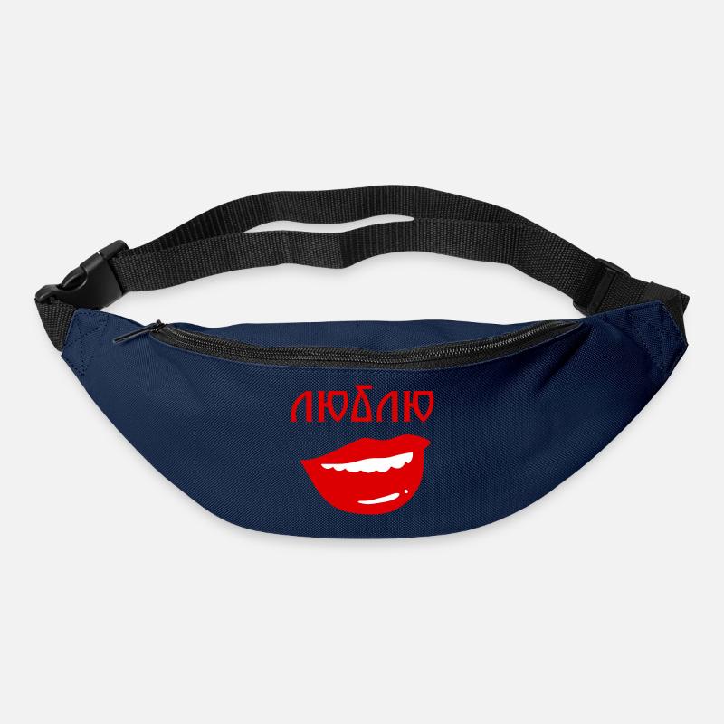 Lips with reverse text design - Bum bag - navy
