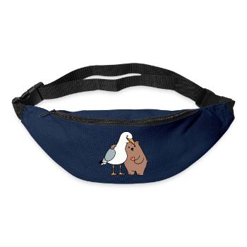 Mer du Nord Mouette Ours Brun Amitié Amour Maigre - Sac banane - marine - Devant