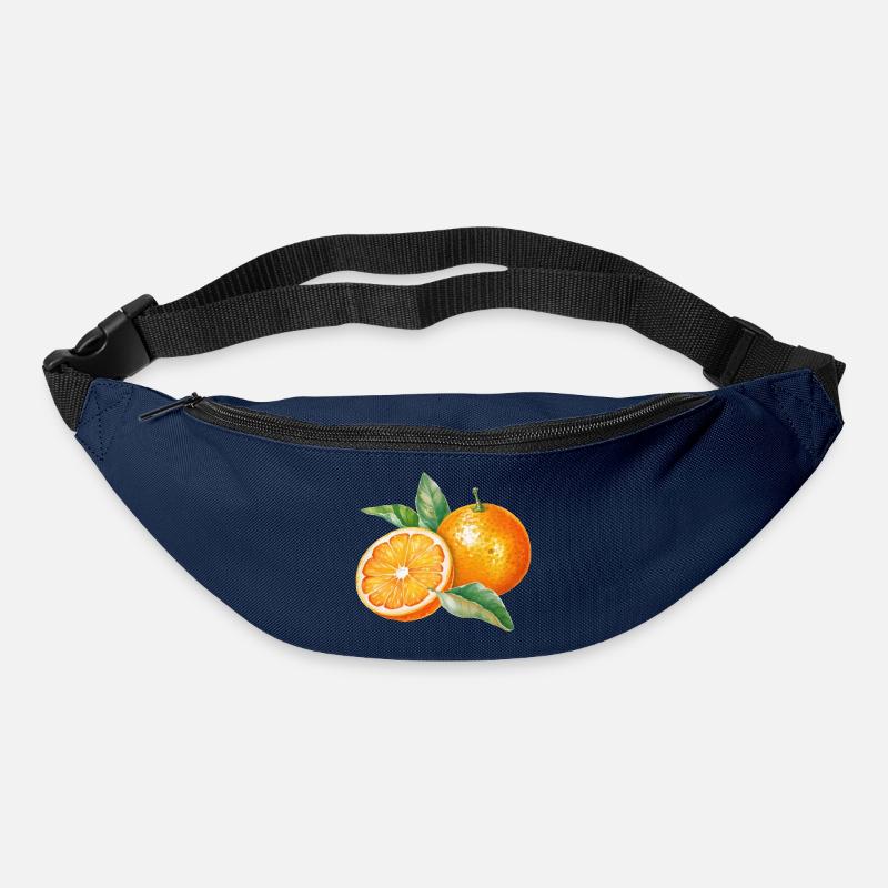 Wasserfarbene Orangenfrüchte mit Blättern - Gürteltasche - Navy