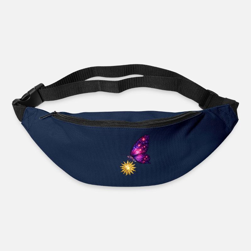 Soleil doré et papillon de l’espace. - Sac banane - marine