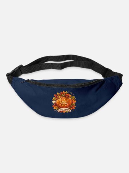 Herbstzauber Kürbislaub Muster - Gürteltasche - Navy