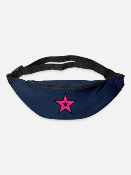 Pink Star auf Schwarz - Gürteltasche - Navy