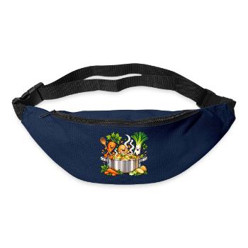 Fröhliche Gemüsefreunde kochen Suppe  - Gürteltasche - Navy - Vorne