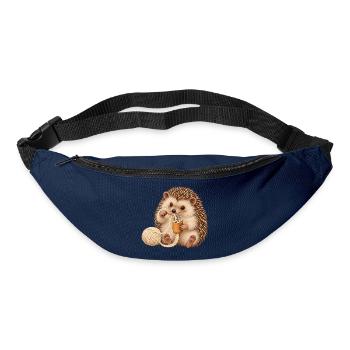 Igel arbeitet mit einer Strickliesel - Gürteltasche - Navy - Vorne
