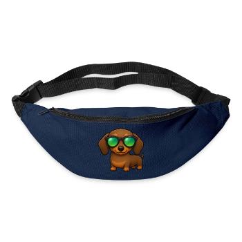 Dachshund Dog with Sunglasses Summer Cartoon - Bum bag - navy - Front