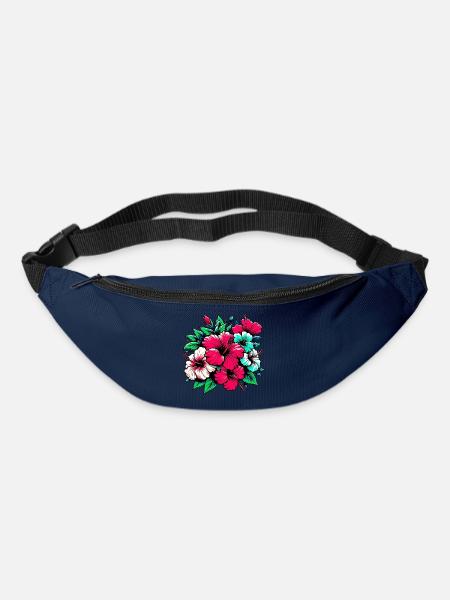Hibiskusblüten - Gürteltasche - Navy