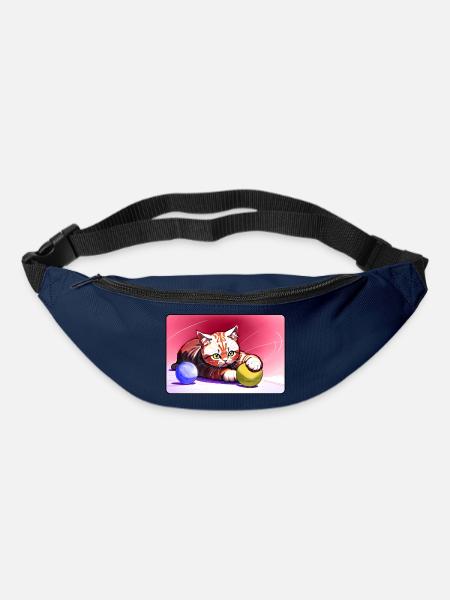 Rotgestreiftes Tigerkätzchen - Gürteltasche - Navy
