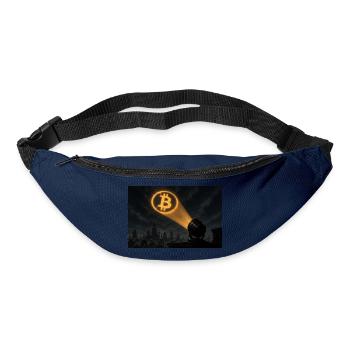 Bitcoin Scheinwerfer über der Stadt - Gürteltasche - Navy - Vorne