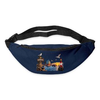 Hamburg Hafen Sonne - Gürteltasche - Navy - Vorne