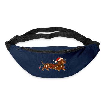    Weihnachts Dackel mit Lichterkette - Gürteltasche - Navy - Vorne
