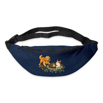 Golden Retriever und Katze puzzeln zusammen - Gürteltasche - Navy - Vorne