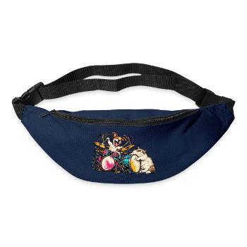 Ragdoll und Jack Russell spielen Schlagzeug – Musi - Gürteltasche - Navy - Vorne