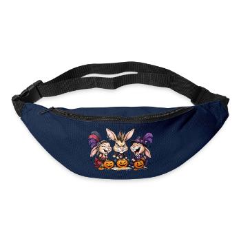 Häschen Halloween Kürbis Schnitzen - Gürteltasche - Navy - Vorne