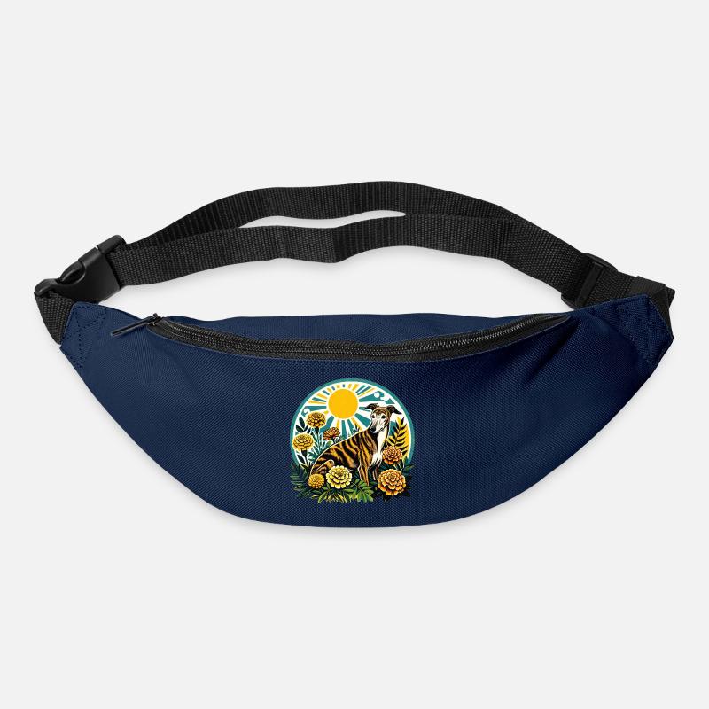 Lévrier floral éclairé par le soleil - Sac banane - marine