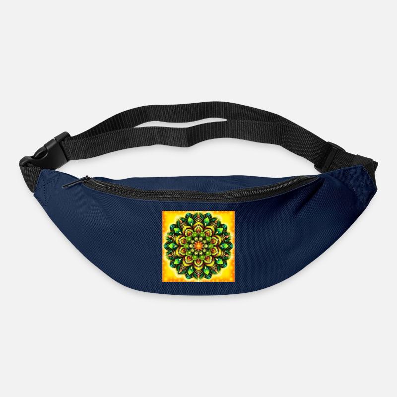 Leuchtendes Mandala-Blütenmuster - Gürteltasche - Navy