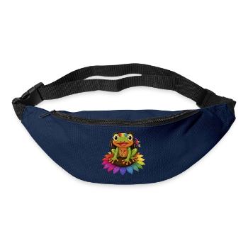 Grenouille Rasta sur le signe de paix de la fleur de tournesol - Sac banane - marine - Devant