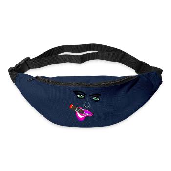 Frau mit pinken Lippen und Zigarre - Gürteltasche - Navy - Vorne