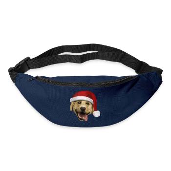 Labrador mit Weihnachtsmütze - Weihnachtshund - Gürteltasche - Navy - Vorne
