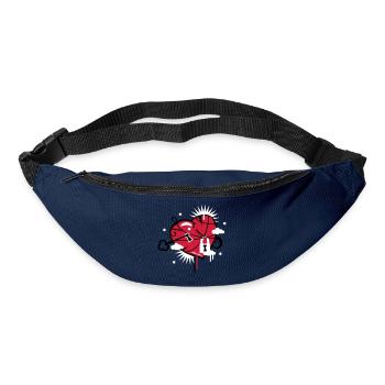 coeur lacé et réparé avec trou de serrure - Sac banane - marine - Devant