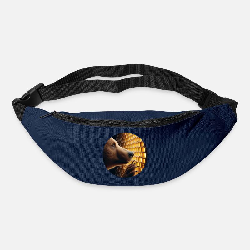 Braunbär, der durch eine Bienenwabe schaut - Gürteltasche - Navy
