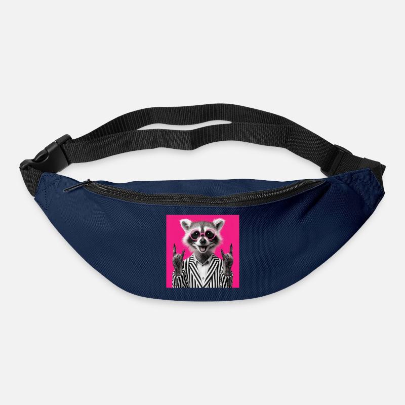 Waschbär mit Doppel Rock Handgeste - Gürteltasche - Navy