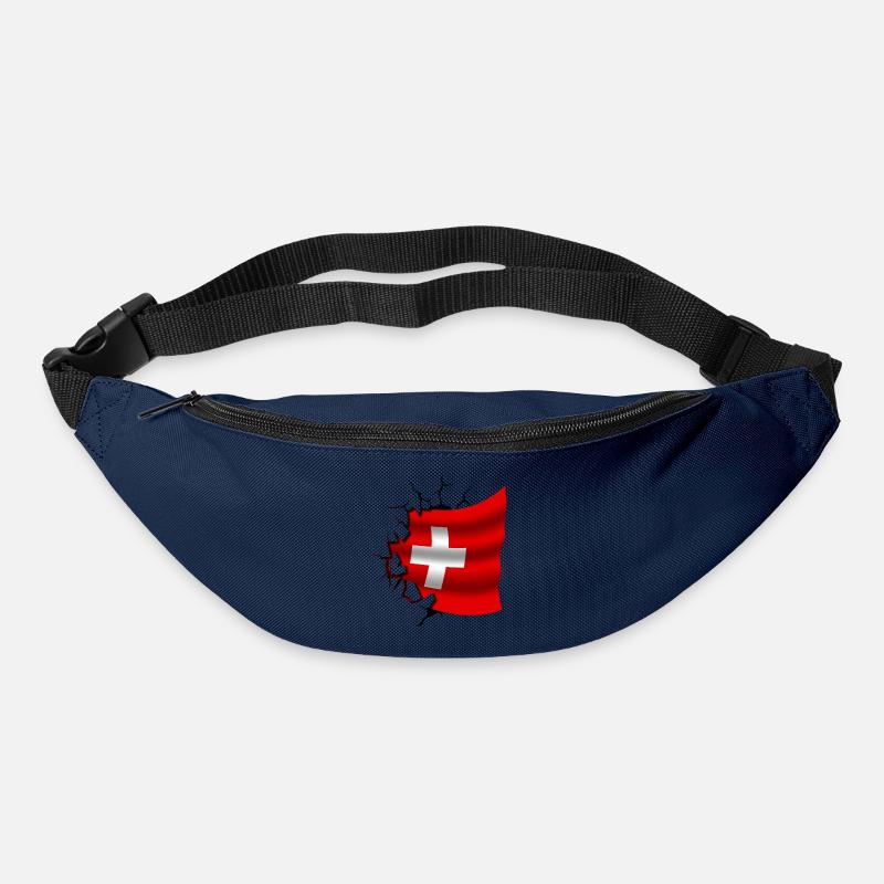 Drapeau de la Suisse - Suisse - Drapeau Broken Design - Sac banane - marine
