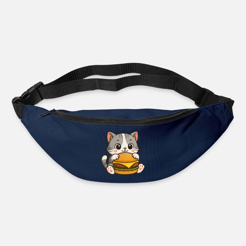 Chat si mignon hamburger restauration rapide nourriture de dessin animé - Sac banane - marine