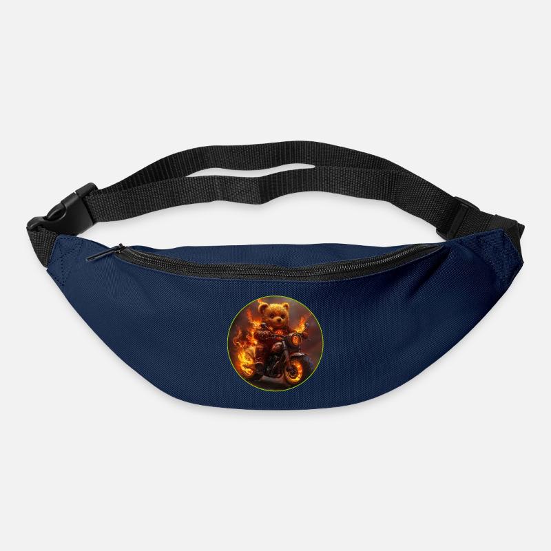 Feuriger Bärenmotorrad-Abenteuer - Gürteltasche - Navy