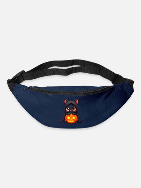 Halloween Katze mit Halloween Kürbis - Gürteltasche - Navy