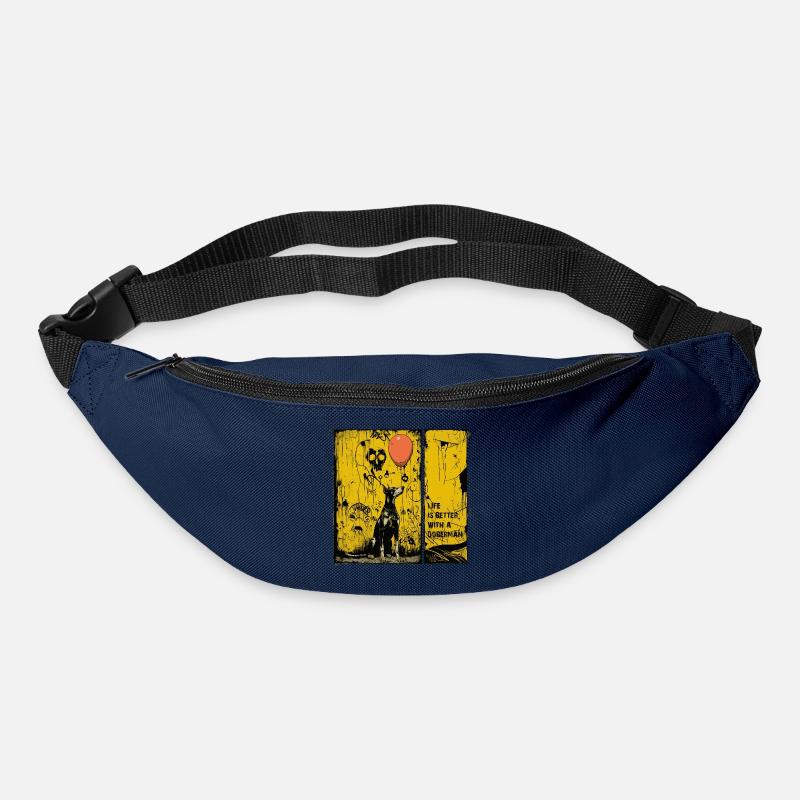 Life is Better with a Doberman | Comic Noir Stil - Gürteltasche - Navy