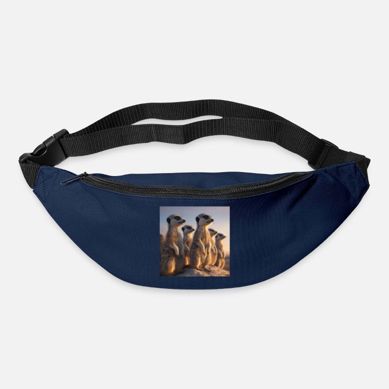 Wachsame Meerkatzen im Abendlicht Erdmännchen - Gürteltasche - Navy