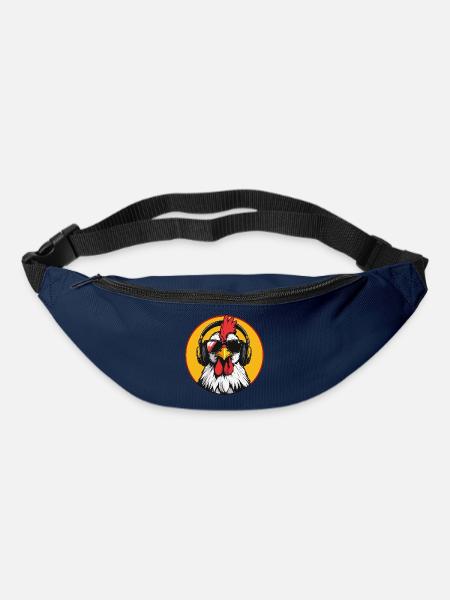 Pop-Art Hahn mit Kopfhörern Sonnenbrille Fun Huhn - Gürteltasche - Navy