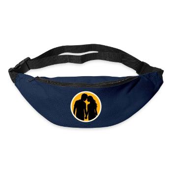 Couple Silhouette Amour Romance Petit ami de la Saint-Valentin - Sac banane - marine - Devant